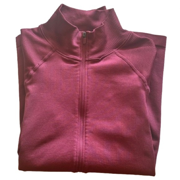 Fabletics Luciana Ribbed Seamless Zip Up Maroon Jacket Size M EUC - Picture 2 of 6